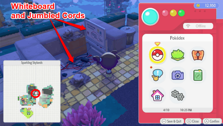 Whiteboard and Jumbled Cords Location
